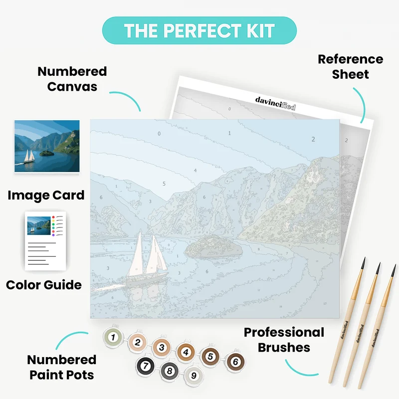 Serene Fjord Sailing Adventure - Paint by Numbers Kit