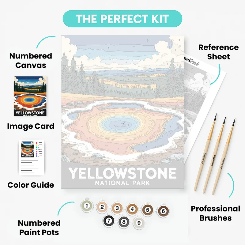 Yellowstone Hot Springs Landscape - Paint by Numbers Kit
