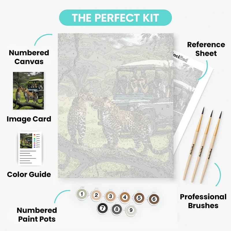 Safari Leopards Wildlife Adventure - Paint by Numbers Kit
