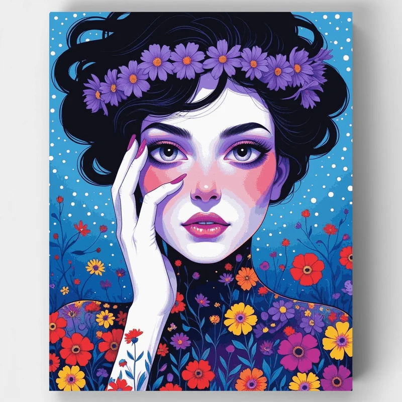 Whimsical Floral Portrait Woman - Paint by Numbers Kit