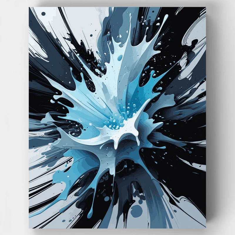 Dynamic Blue Water Splash Explosion - Paint by Numbers Kit