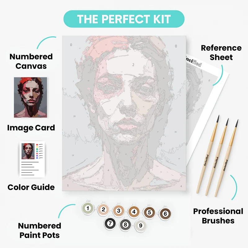 Expressive Portrait in Bold Colors - Paint by Numbers Kit