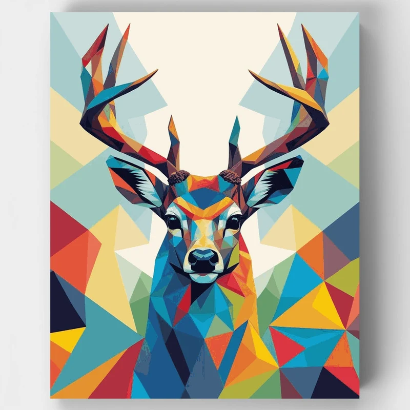 Geometric Deer Portrait - Paint by Numbers Kit
