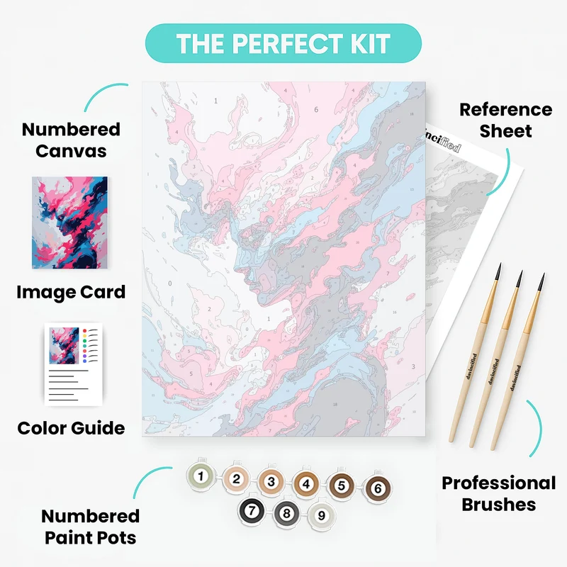 Abstract Portrait with Flowing Colors - Paint by Numbers Kit