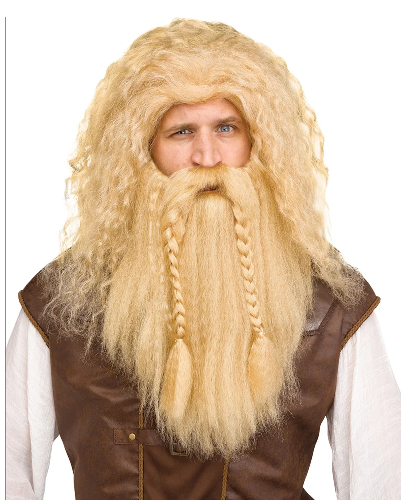 Blonde Viking Perücke mit Bart