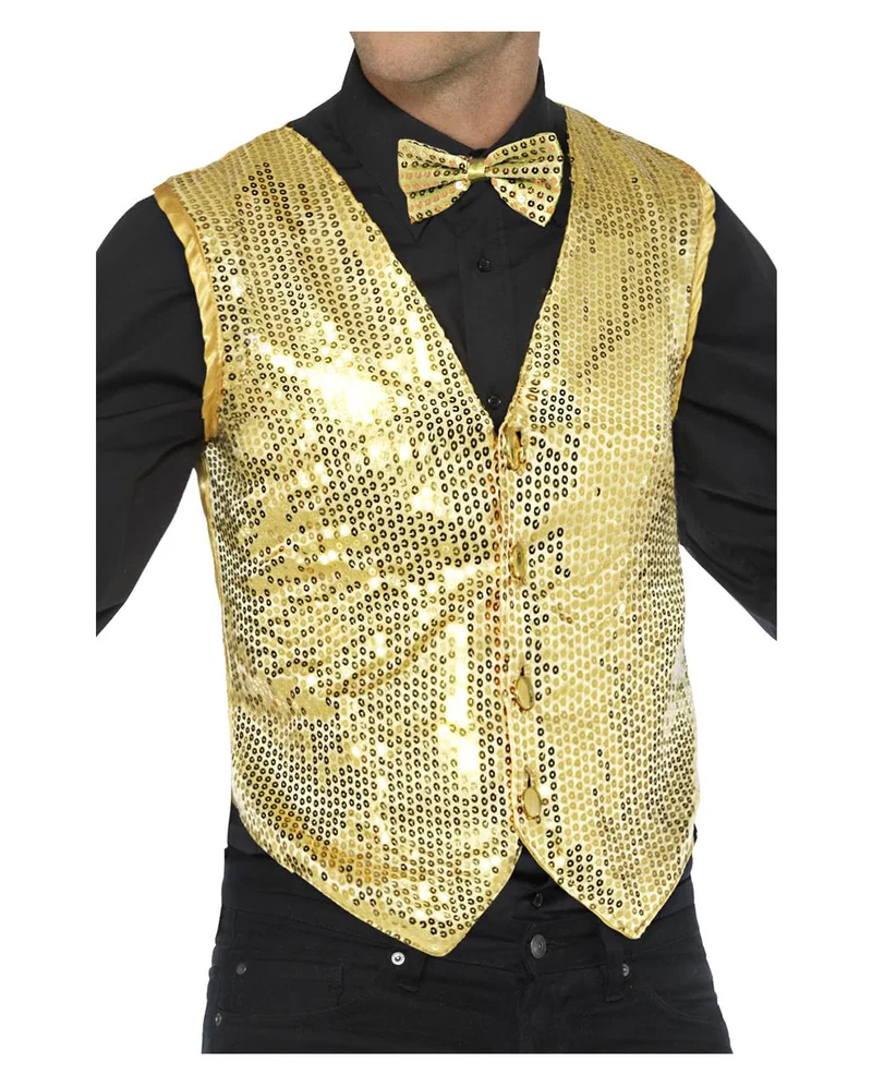 Pailletten Weste für Herren gold