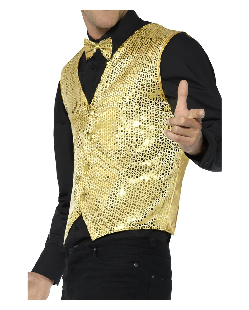 Pailletten Weste für Herren gold