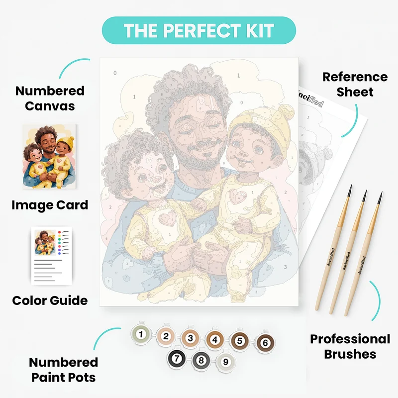 Father and Children Bonding Moment - Paint by Numbers Kit