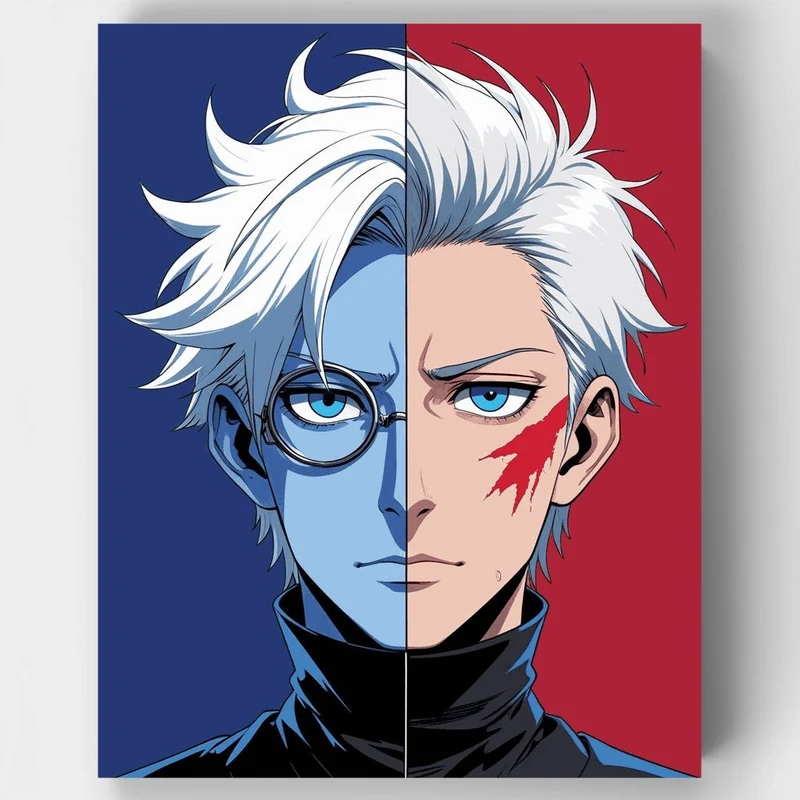 Anime Character Split Portrait - Paint by Numbers Kit