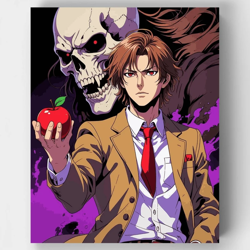 Anime Character with Skull and Apple - Paint by Numbers Kit