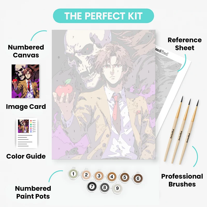 Anime Character with Skull and Apple - Paint by Numbers Kit