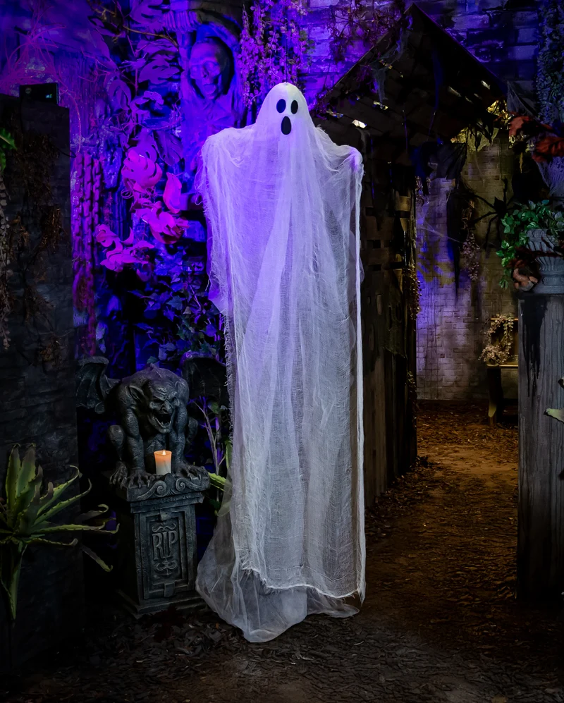 Weißer Geist Hängefigur für Halloween 215 cm