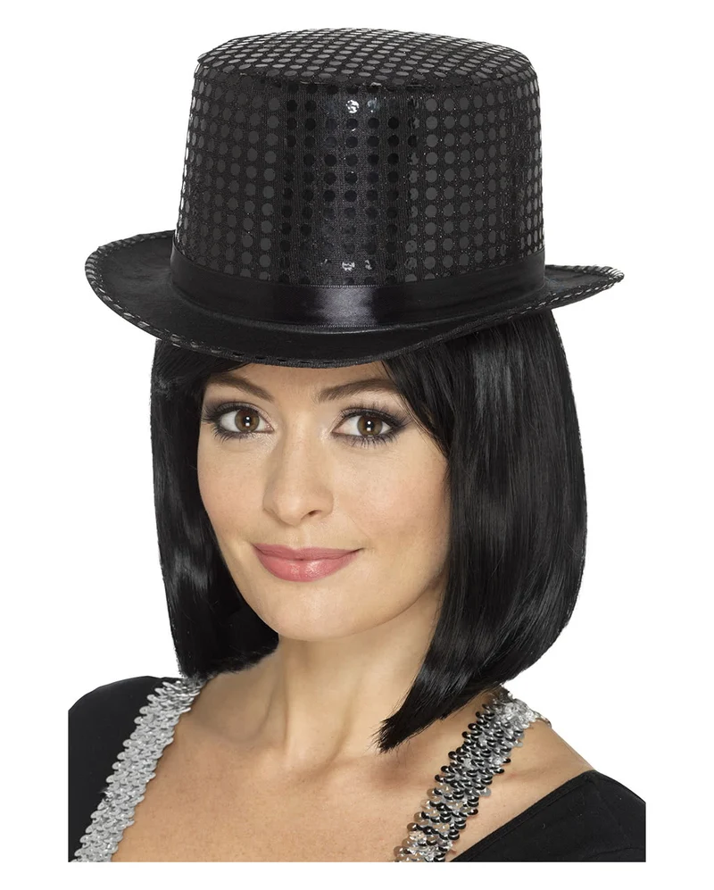 Pailletten Zylinder schwarz