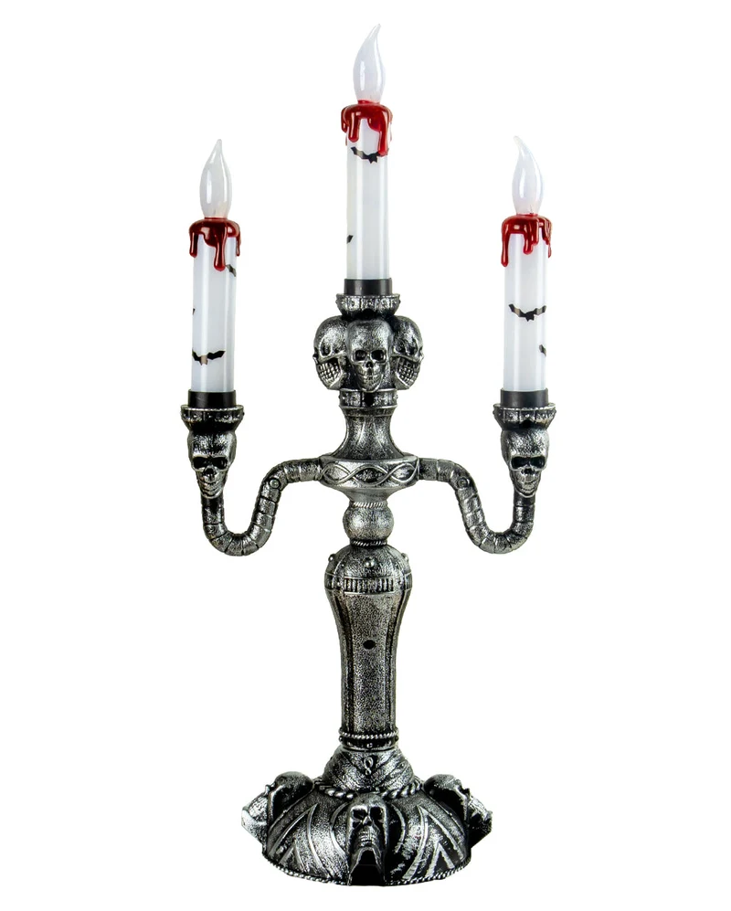 Gothic Kerzenständer mit LED Kerzen 40cm