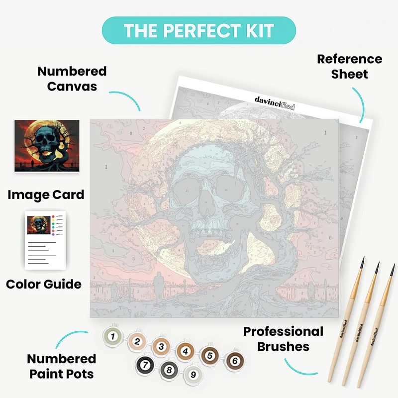 Spooky Skull Tree Halloween Night - Paint by Numbers Kit