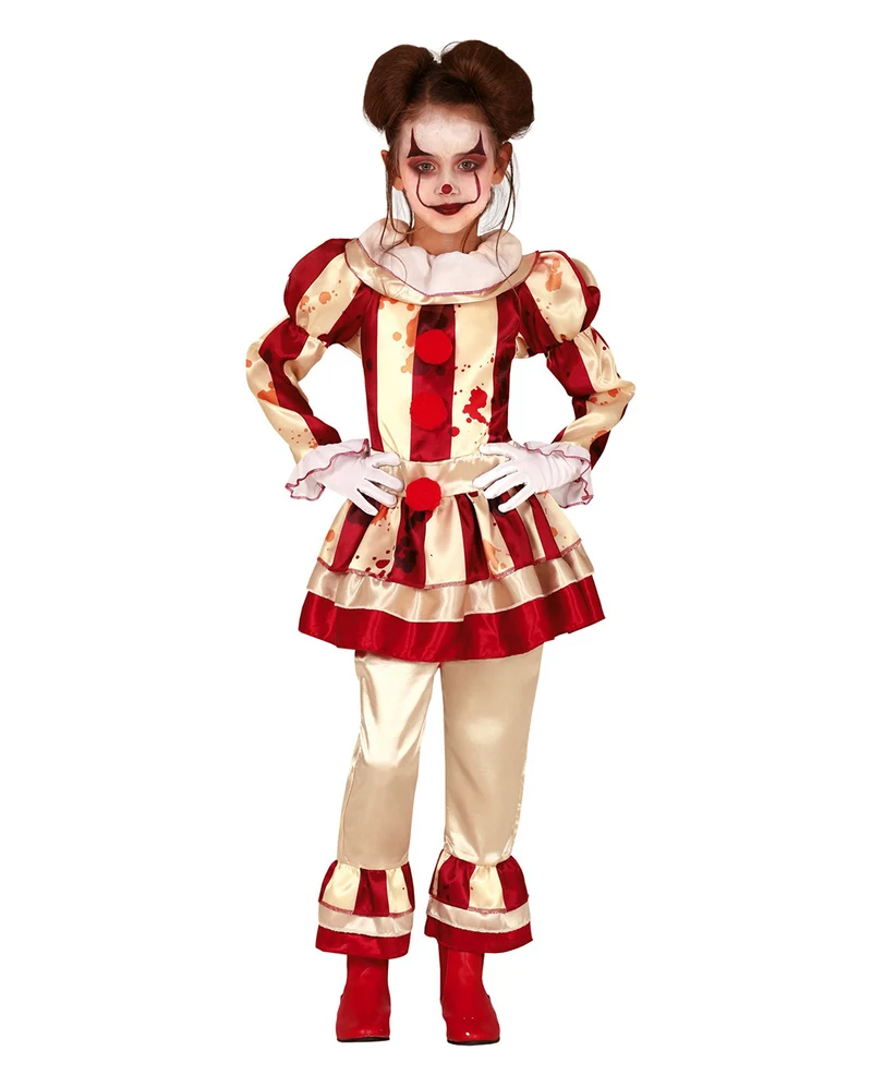 Blutiges Clownskind Mädchen Kostüm
