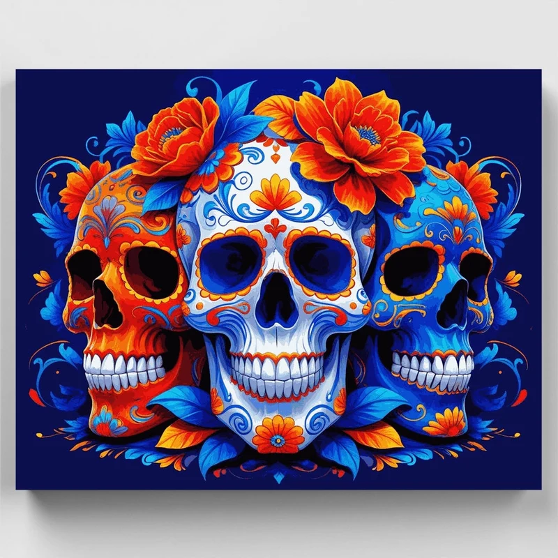 Day of the Dead Sugar Skulls - Paint by Numbers Kit
