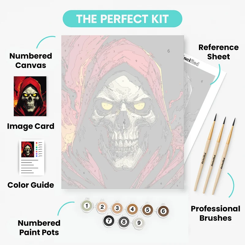 Grim Reaper with Glowing Eyes - Paint by Numbers Kit