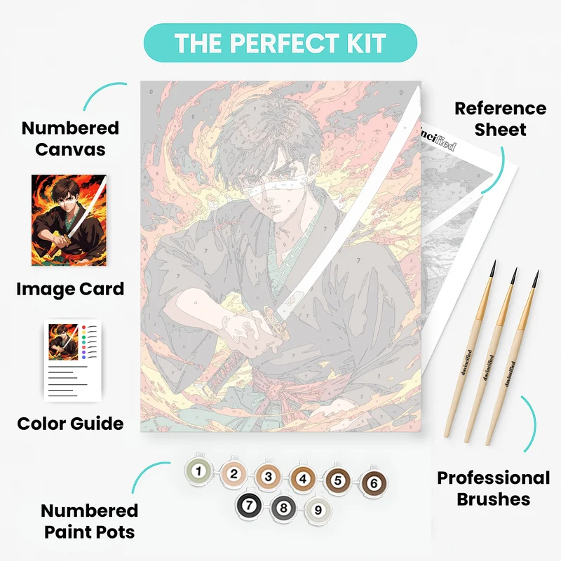 Anime Samurai Warrior with Katana - Paint by Numbers Kit