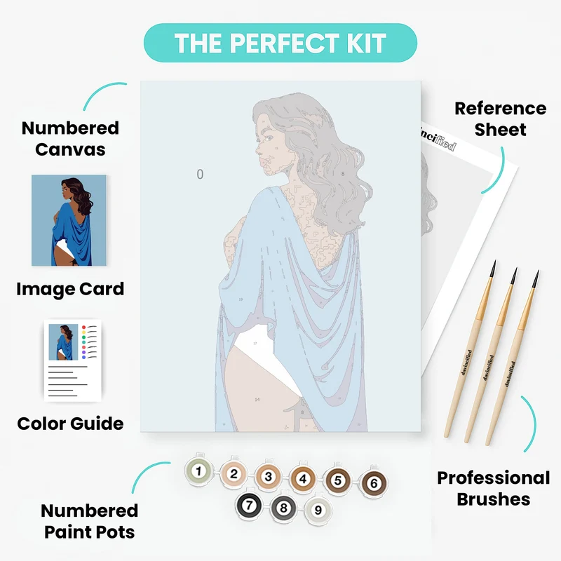 Elegant Woman in Blue Drape - Paint by Numbers Kit