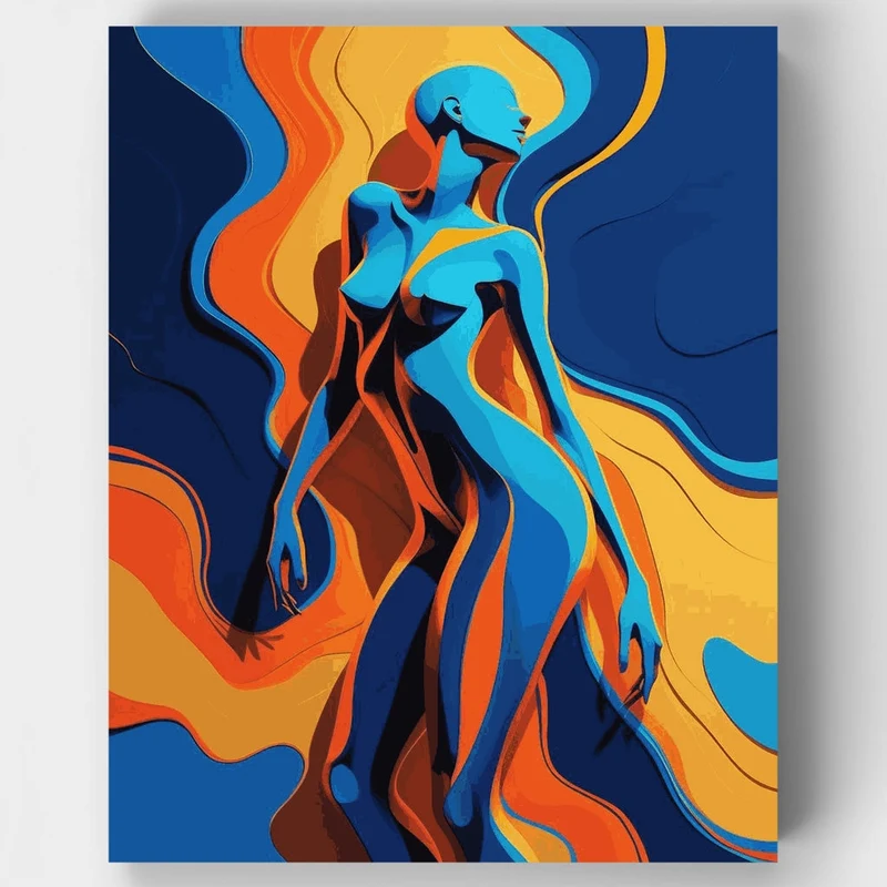 Passionate Embrace in Flowing Colors - Paint by Numbers Kit