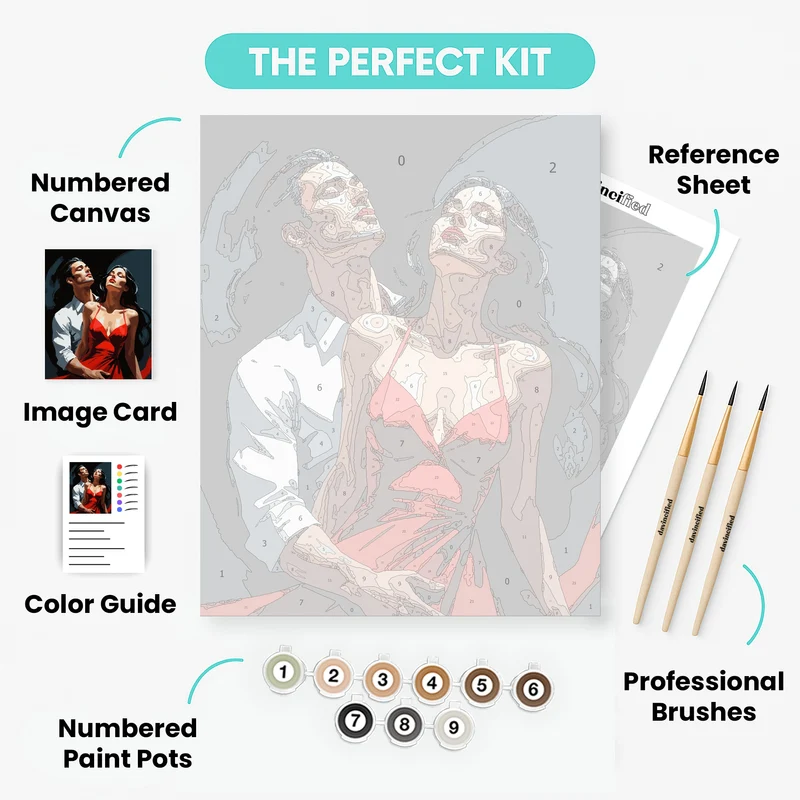 Romantic Tango Couple in Red - Paint by Numbers Kit