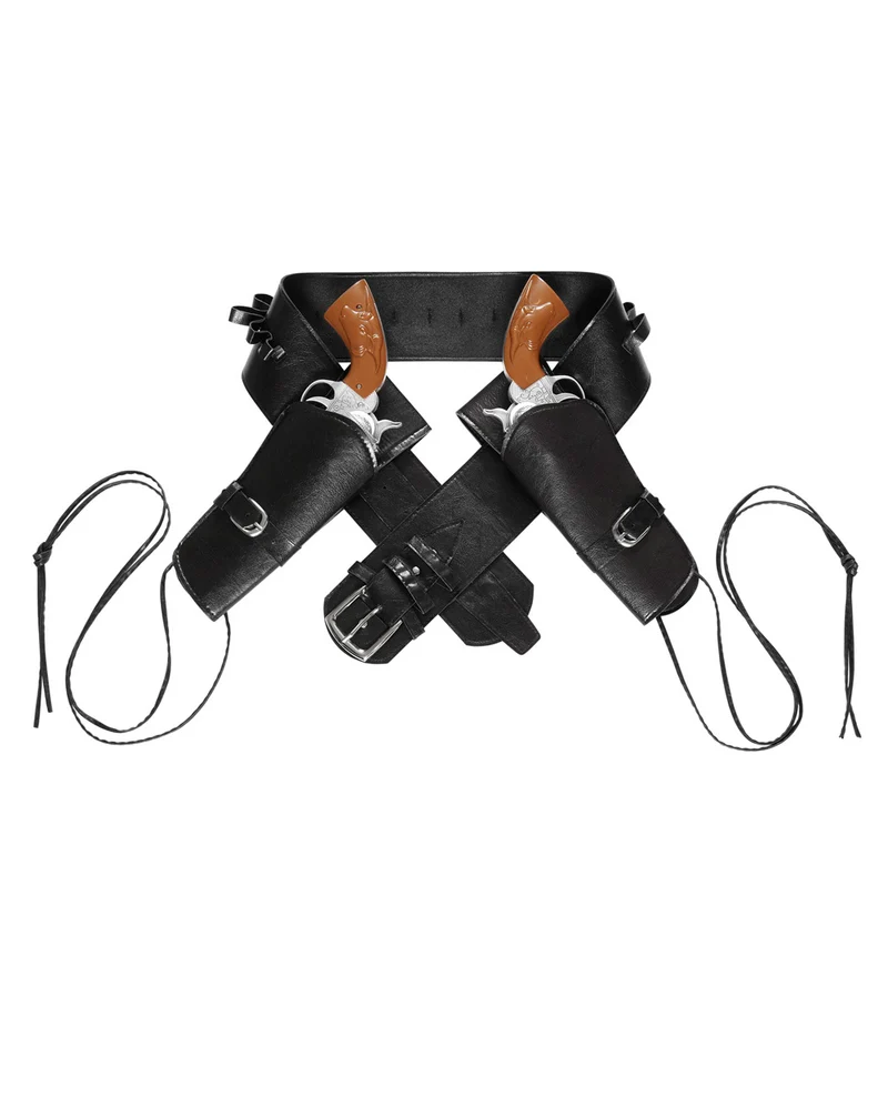 Doppelter Western-Pistolen Halter Schwarz