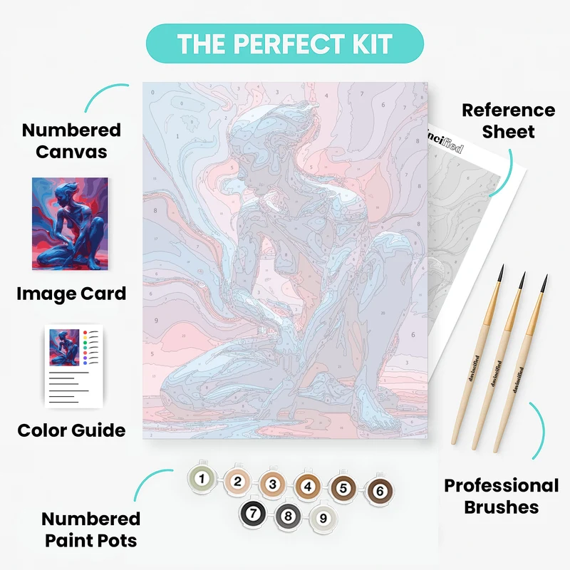 Flowing Blue Figure in Swirling Colors - Paint by Numbers Kit