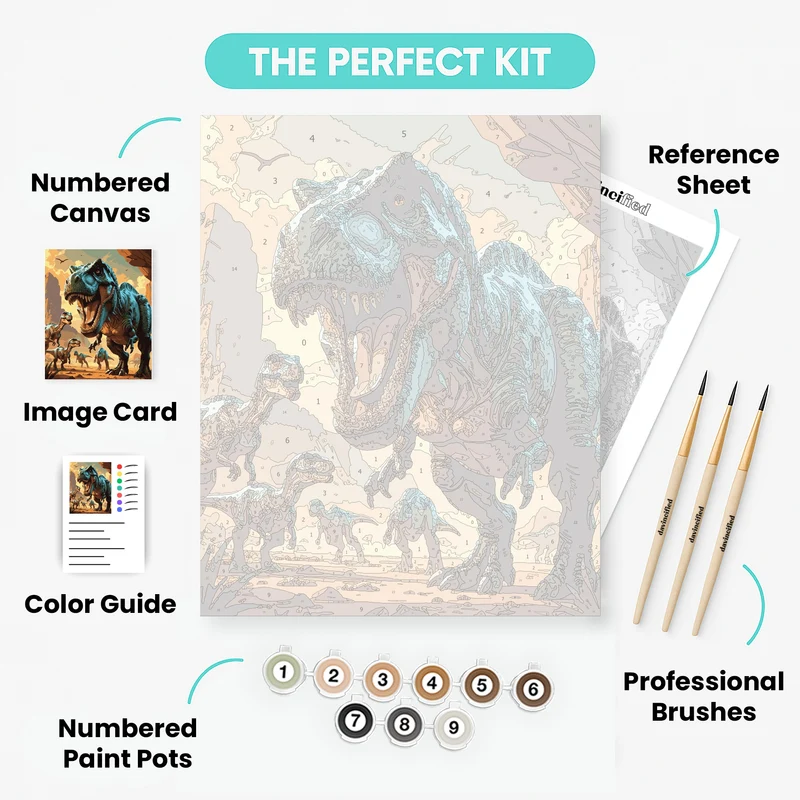 Roaring T-Rex Family Adventure - Paint by Numbers Kit