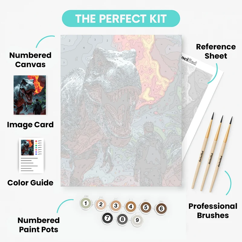 Tyrannosaurus Rex Volcanic Encounter - Paint by Numbers Kit