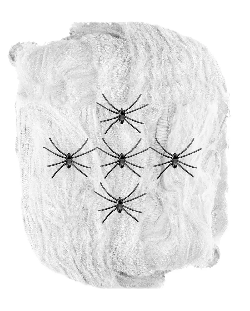 Künstliche Spinnweben mit 5 Spinnen 100 g