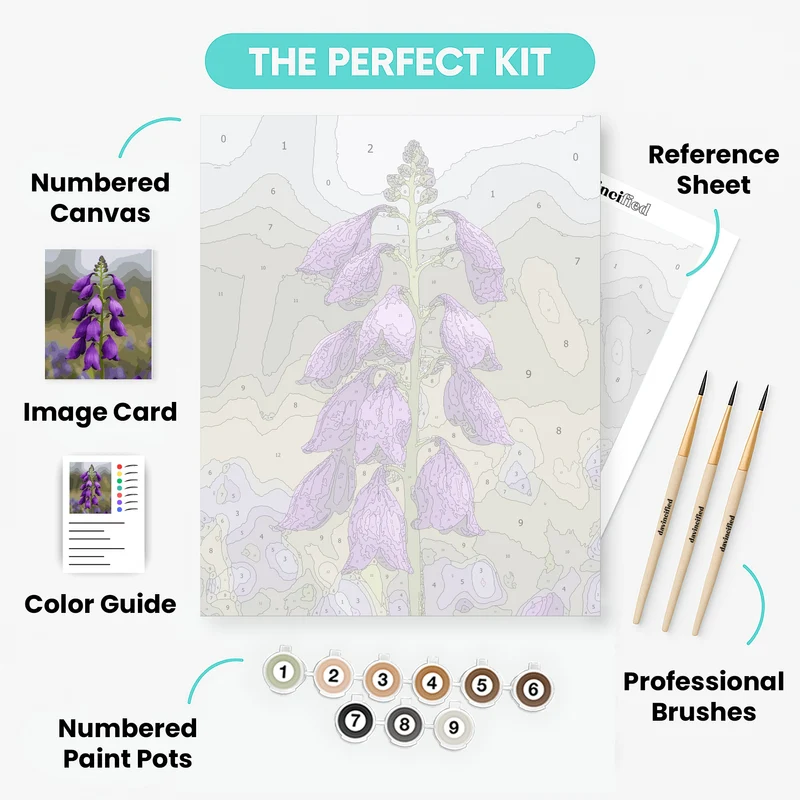 Purple Foxglove Wildflower - Paint by Numbers Kit