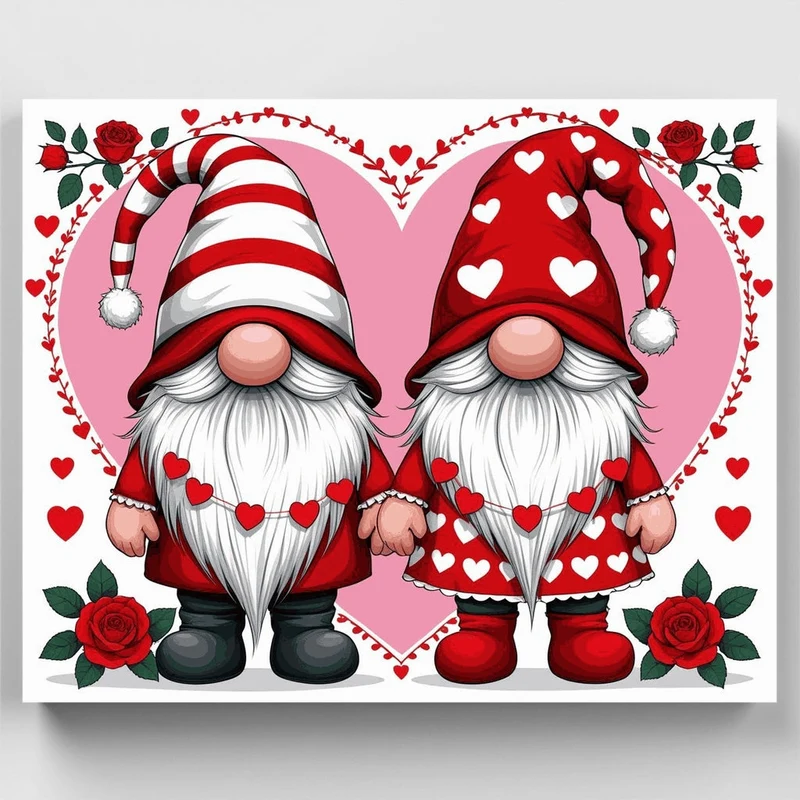 Valentine's Day Gnomes - Paint by Numbers Kit