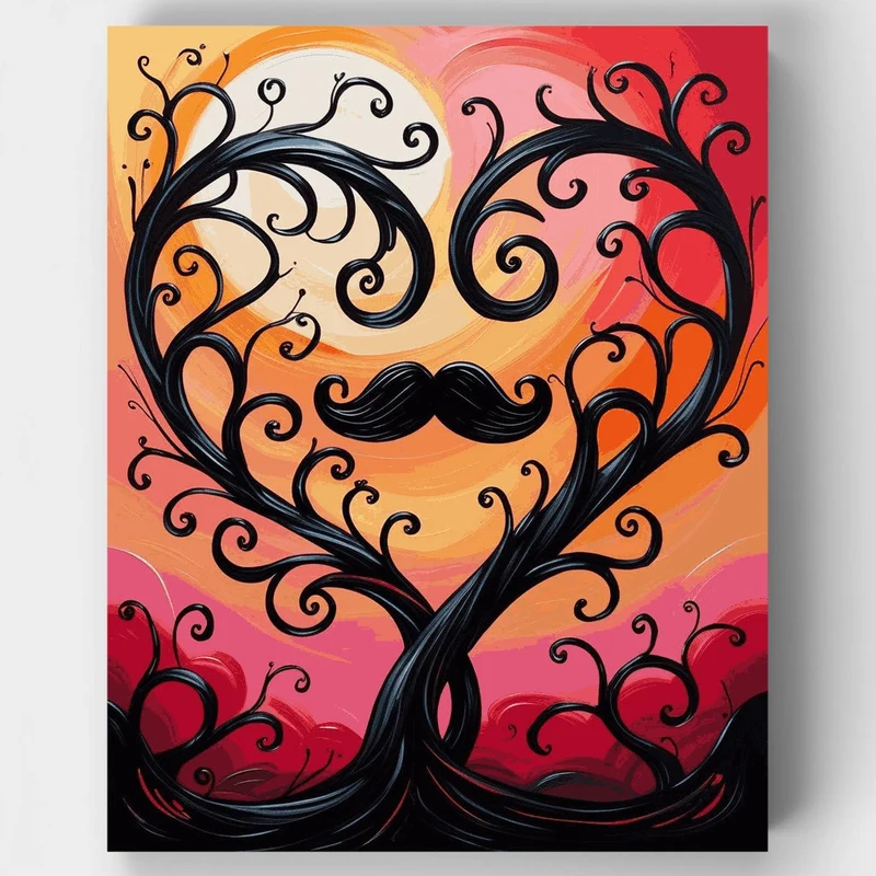 Whimsical Mustache Tree - Paint by Numbers Kit