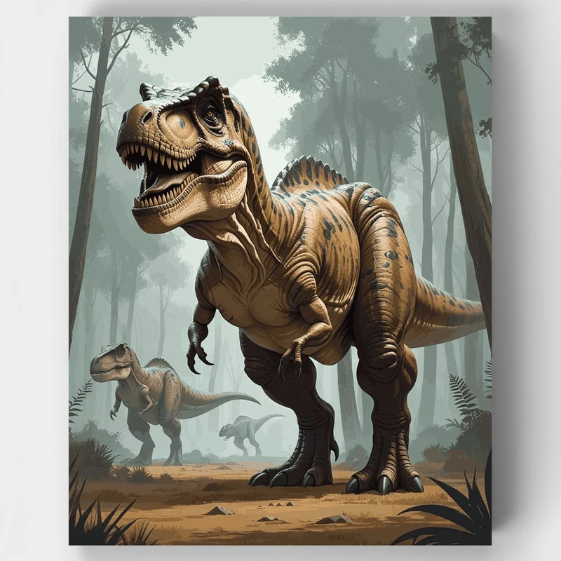 Tyrannosaurus Rex Forest Scene - Paint by Numbers Kit