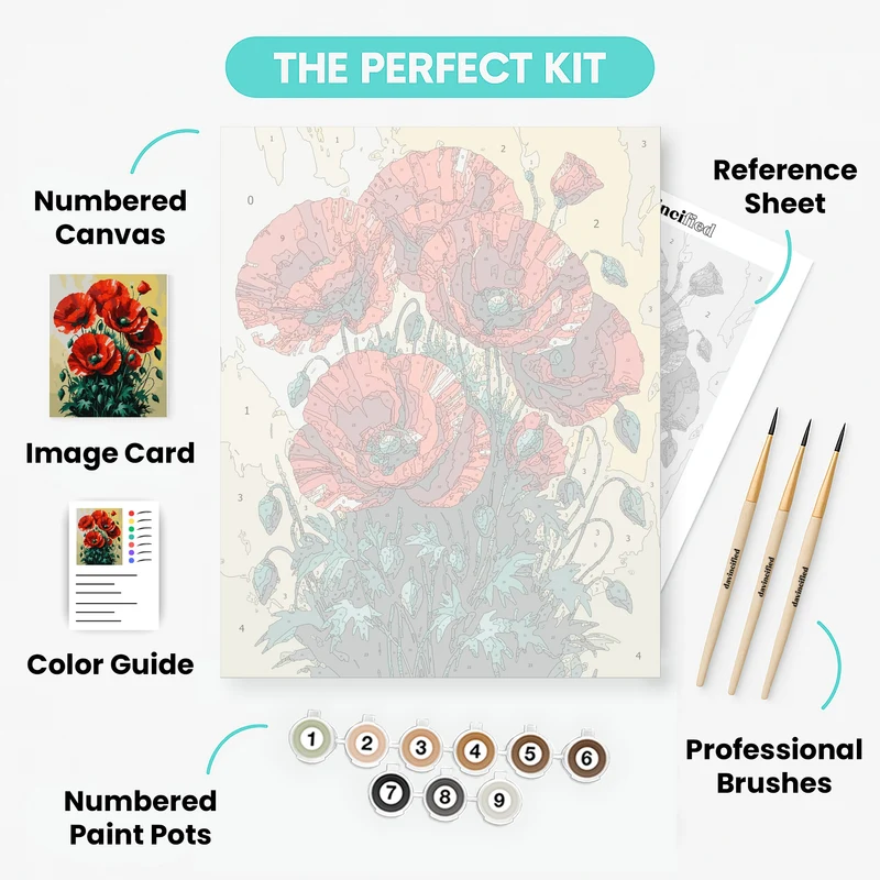 Red Poppies - Paint by Numbers Kit