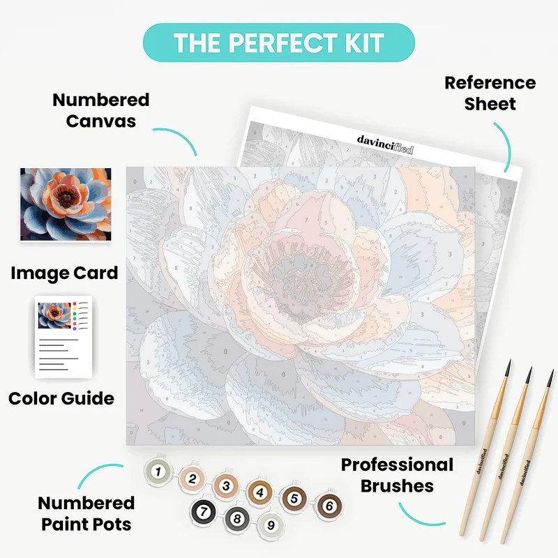Vibrant Blue Orange Flower Bloom - Paint by Numbers Kit