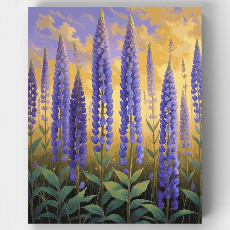 Purple Lupine Wildflowers at Sunset - Paint by Numbers Kit
