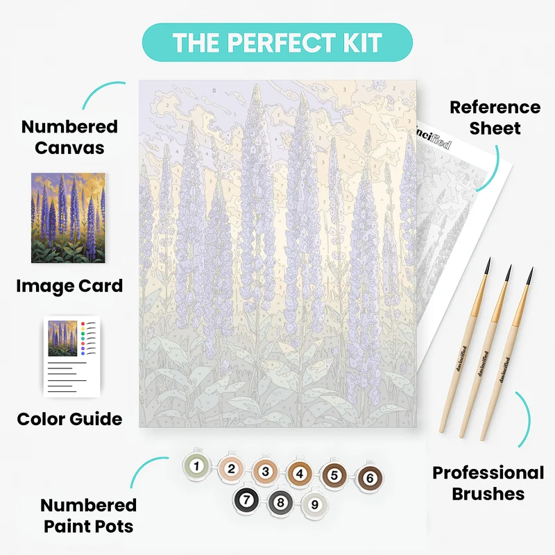 Purple Lupine Wildflowers at Sunset - Paint by Numbers Kit