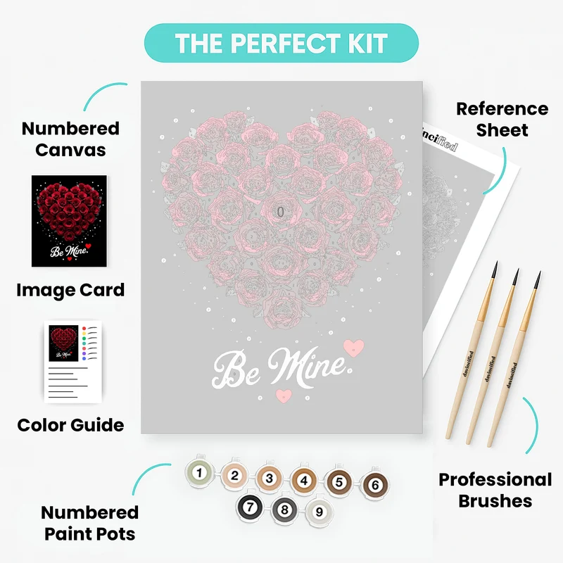 Be Mine Red Roses Heart - Paint by Numbers Kit