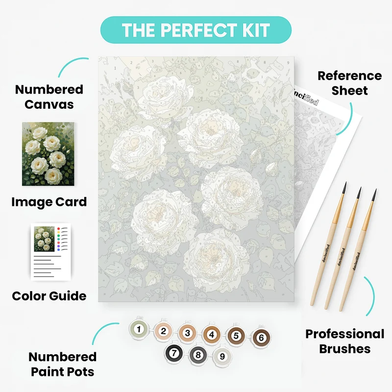 White Roses Garden - Paint by Numbers Kit
