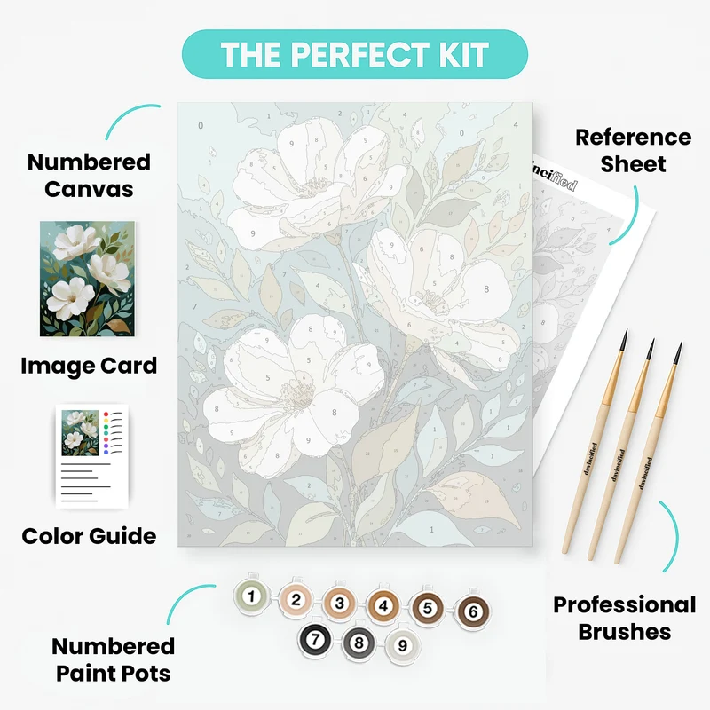 Elegant White Magnolia Garden - Paint by Numbers Kit
