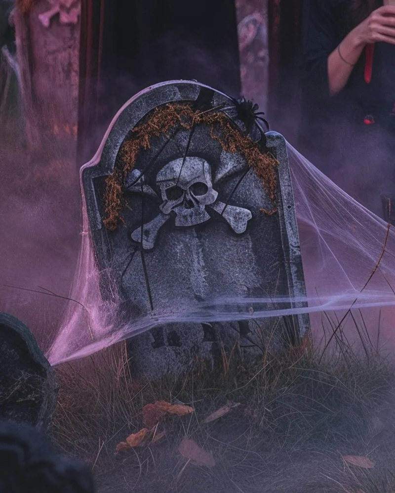 R.I.P. Grabstein mit Totenkopf & Moos 53cm