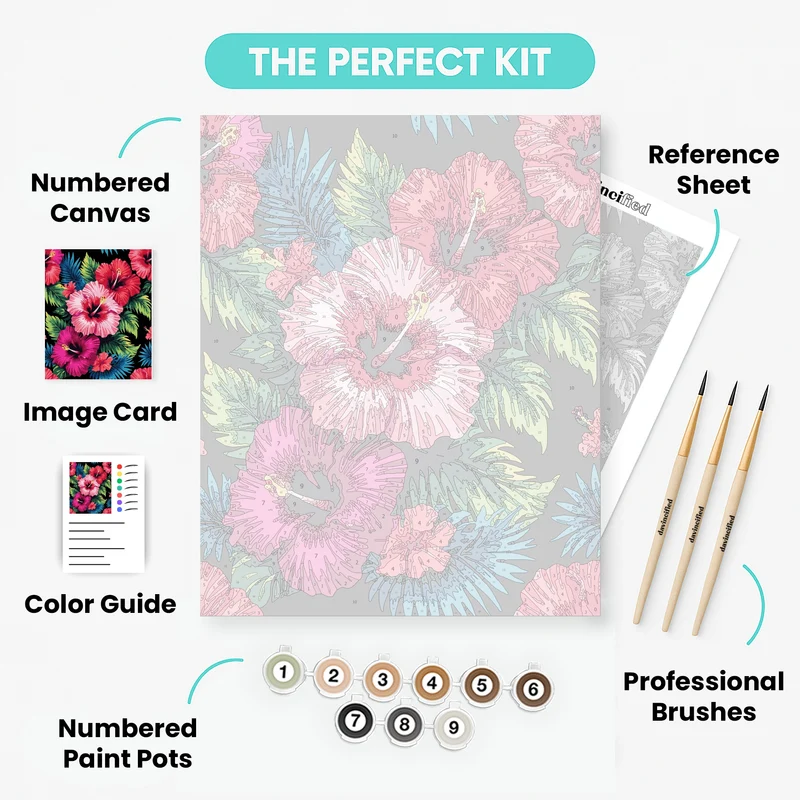 Tropical Hibiscus Paradise - Paint by Numbers Kit