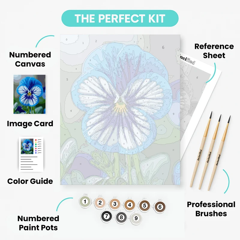 Blue Pansy Flower - Paint by Numbers Kit
