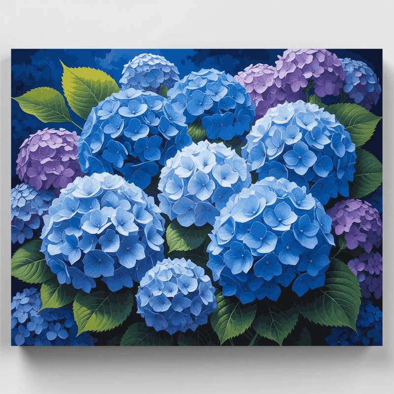 Blue and Purple Hydrangea Garden - Paint by Numbers Kit