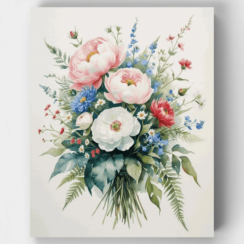 Watercolor Wildflower Bouquet - Paint by Numbers Kit