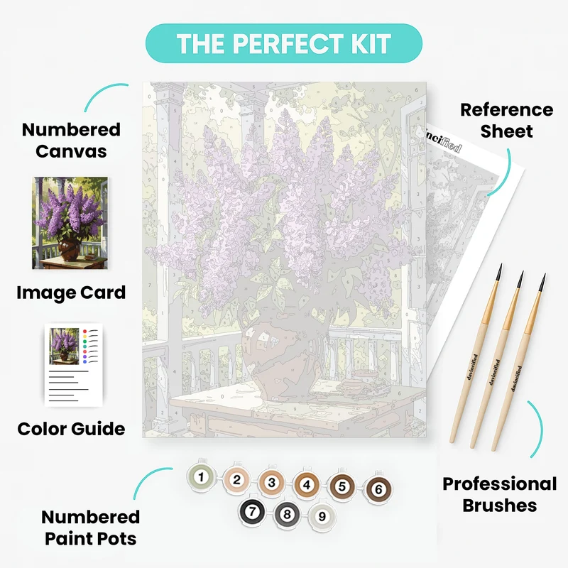 Lilac Bouquet on Porch - Paint by Numbers Kit