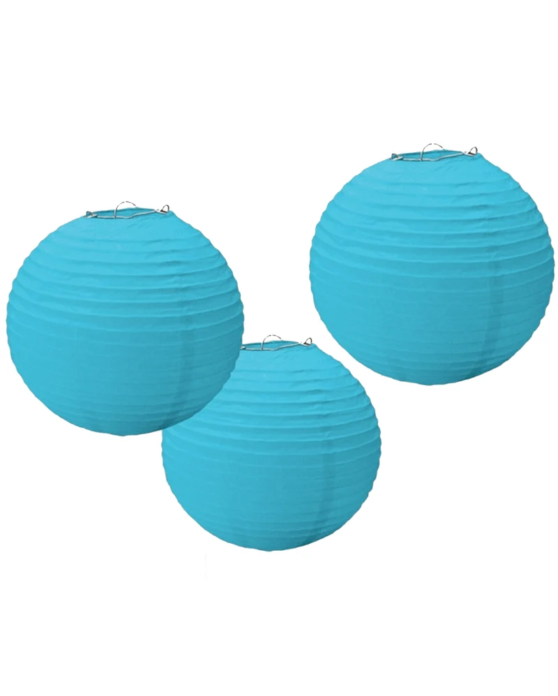 Lampion Set aus Papier 3 tlg. Hellblau