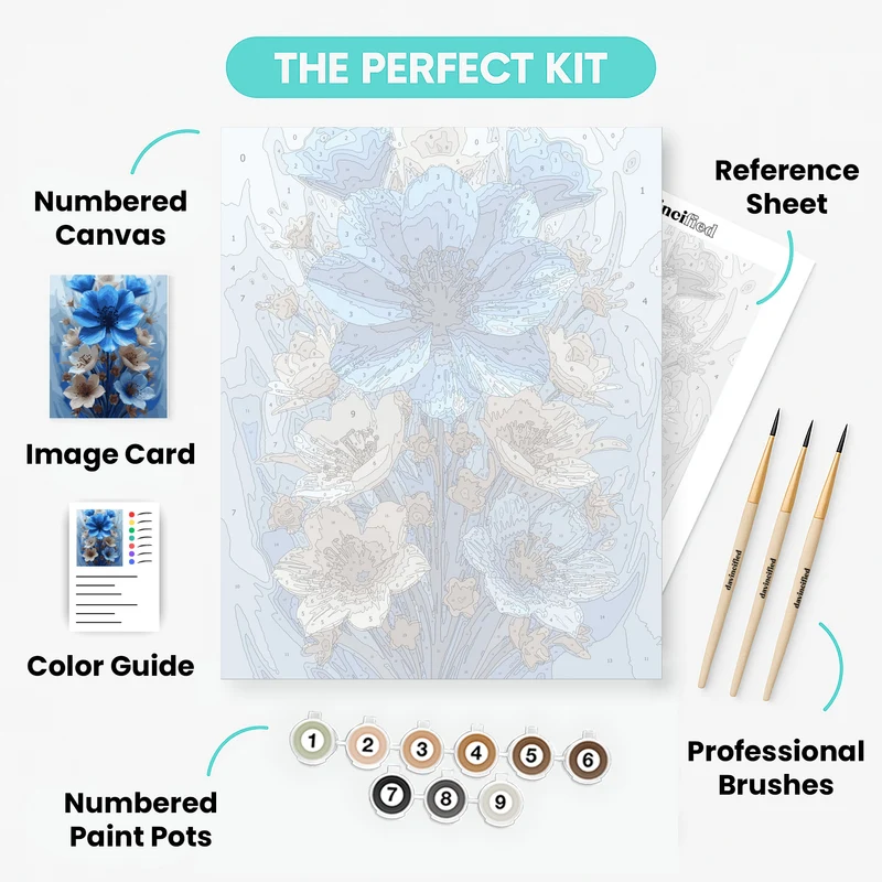 Blue Wildflower Arrangement - Paint by Numbers Kit